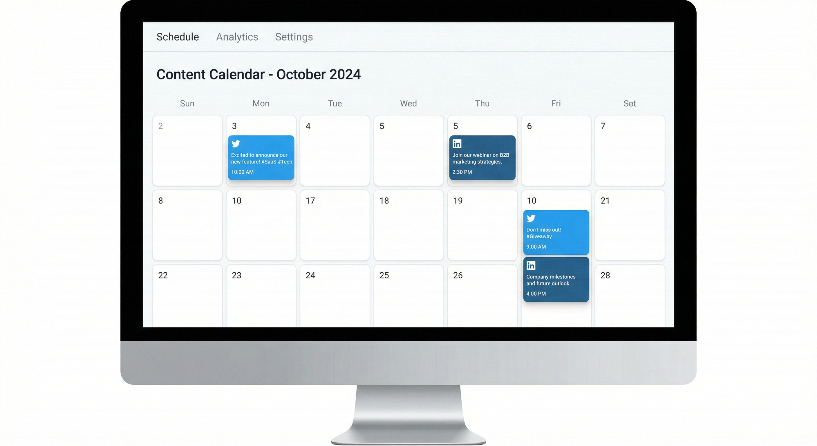 Smart content calendar with scheduling