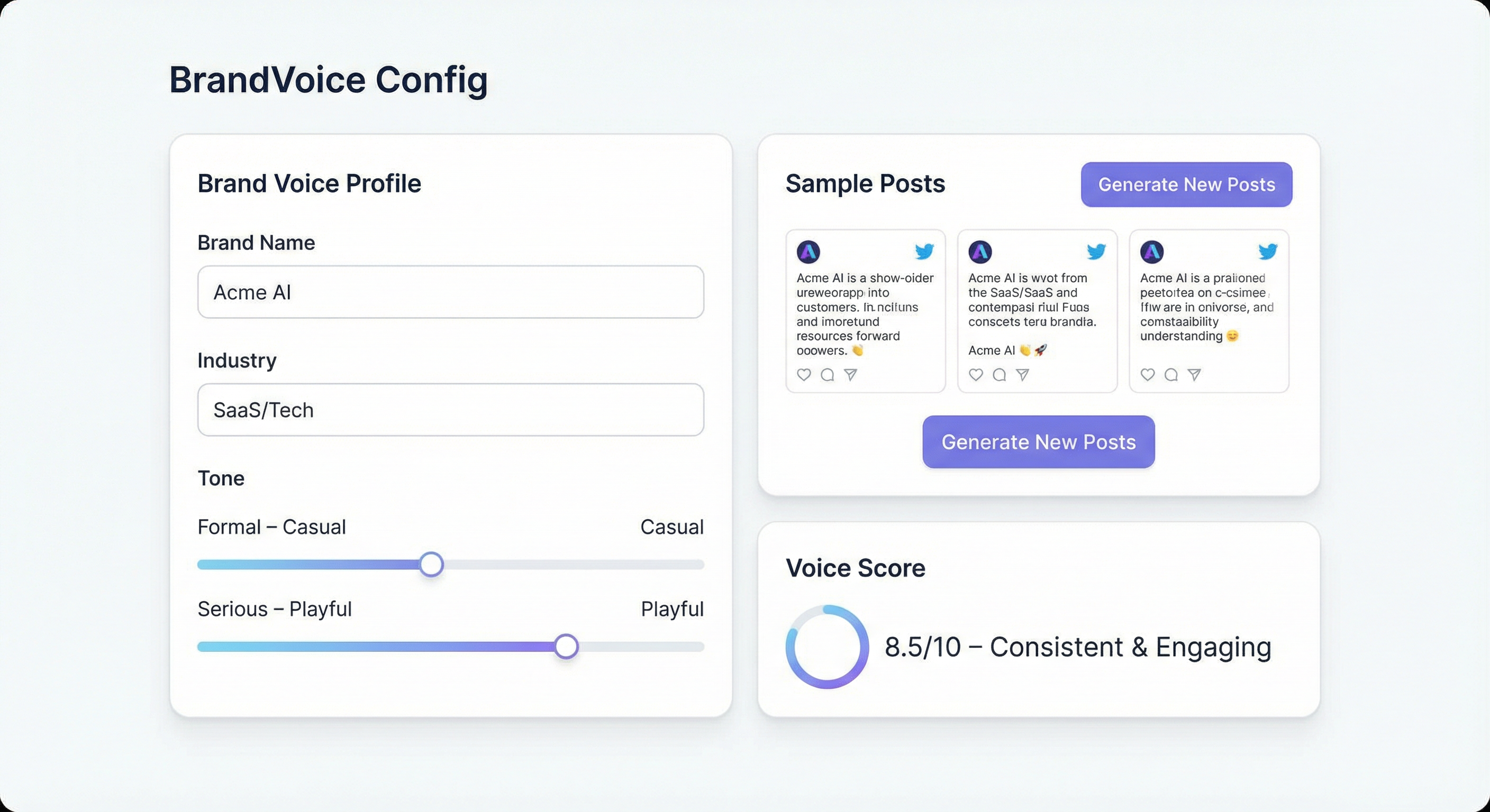 Brand voice configuration interface